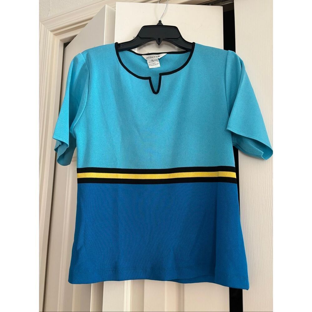 Misook Color Block Short Sleeve Top